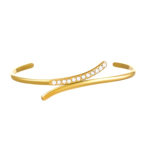 Stapelbares Geometrisches Armband 18K Gold Plattiert Edelstahl Allergie Resistent Schmuck Retro Design Formaler Freizeitkleidung Elegantes Geometrisches Design Edelstahlarmband von ZHENNB