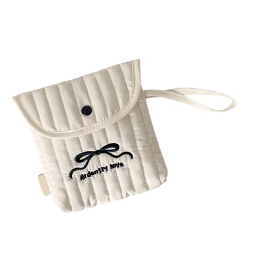 Stilvolle Baumwollpolyester Periode Essentielle Tasche Mit Dekorativen Bögen Design Kompakte Kosmetische Kosmetik Organisiert Für Frauen Mädchen Cartoon Bögen Stickbeutel Menstruationsbeutel von ZHENNB