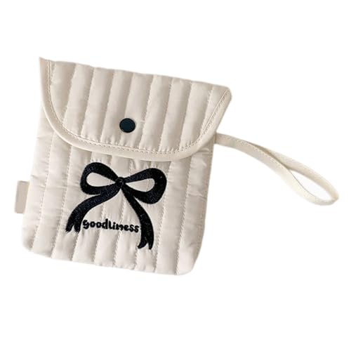 Stilvolle Baumwollpolyester Periode Essentielle Tasche Mit Dekorativen Bögen Design Kompakte Kosmetische Kosmetik Organisiert Für Frauen Mädchen Cartoon Bögen Stickbeutel Menstruationsbeutel von ZHENNB