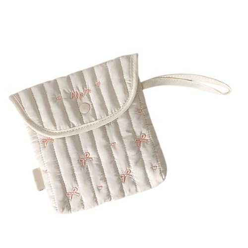 Stilvolle Baumwollpolyester Periode Essentielle Tasche Mit Dekorativen Bögen Design Kompakte Kosmetische Kosmetik Organisiert Für Frauen Mädchen Cartoon Bögen Stickbeutel Menstruationsbeutel von ZHENNB