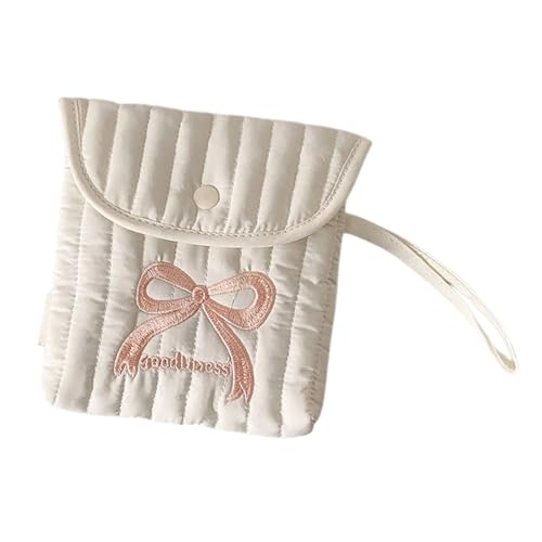 Stilvolle Baumwollpolyester Periode Essentielle Tasche Mit Dekorativen Bögen Design Kompakte Kosmetische Kosmetik Organisiert Für Frauen Mädchen Cartoon Bögen Stickbeutel Menstruationsbeutel von ZHENNB