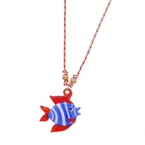 Stilvolle Halskette Fisch Form Glas Anhänger Einstellbare Länge Mode Neckschmuck Für Tägliche Und Party Trendy Glasanhänger Halskette von ZHENNB