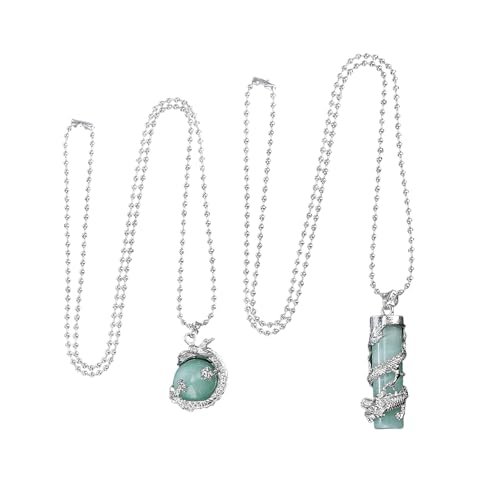 ZHENNB 2 Packung Handgefertigter Natursteinzylinder Anhänger Halskette Matching Steinschmuck Geeignet Für Tägliche Verschleiß Besondere Anlässe Anhänger Halskette Set von ZHENNB