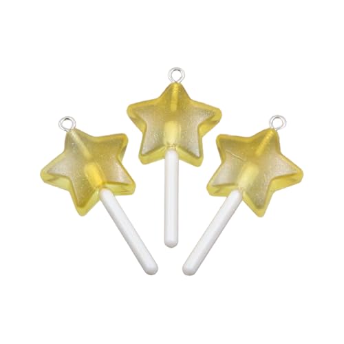 ZHENNB 3 Stück Einzigartige Sternherz Runde Lollipop Anhänger Mit Robuster Harzmaterialbeschichtung Für Alltägliche Freizeitkleidung Schmuck Charme von ZHENNB