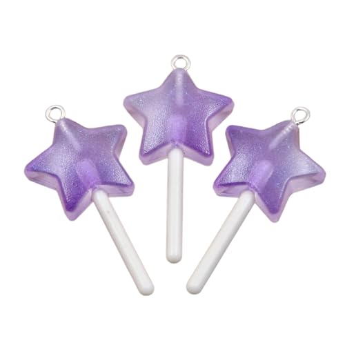 ZHENNB 3 Stück Einzigartige Sternherz Runde Lollipop Anhänger Mit Robuster Harzmaterialbeschichtung Für Alltägliche Freizeitkleidung Schmuck Charme von ZHENNB