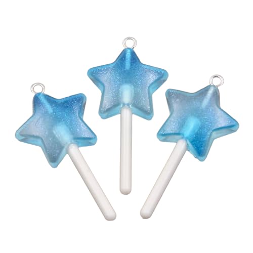 ZHENNB 3 Stück Einzigartige Sternherz Runde Lollipop Anhänger Mit Robuster Harzmaterialbeschichtung Für Alltägliche Freizeitkleidung Schmuck Charme von ZHENNB