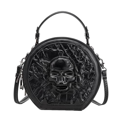 ZHENNB All Matching Crossbody Bag Für Frauen Punk Schulter Stylish Handtasche Retro Runde Retro Crossbody Für Frauen PU Leder Runde Steampunk Schulter von ZHENNB
