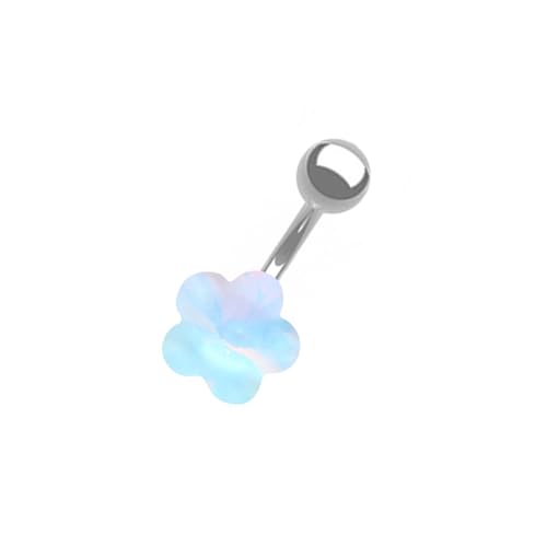 ZHENNB Bauchnabel Ringe Button Schmuck Piercing Ringe Quasten Schmuck Edelstahl Textur Für Mode Frauen Blütenbauchring Mit Herzflügel von ZHENNB