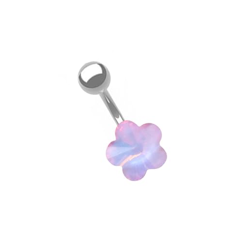 ZHENNB Bauchnabel Ringe Button Schmuck Piercing Ringe Quasten Schmuck Edelstahl Textur Für Mode Frauen Blütenbauchring Mit Herzflügel von ZHENNB