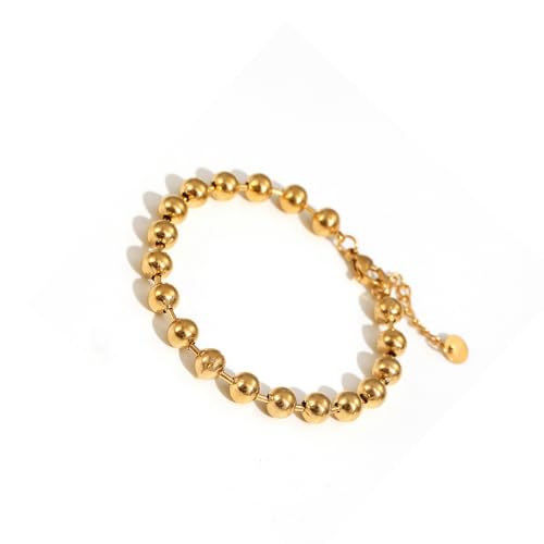 ZHENNB Edelstahl Perlenarmband Mit 6 Mm Oder 8 Mm Perlen Für Frauen Und Männer Glatt Poliertes Design Täglicher Verschleiß Modemperlenarmband Freizeit Und Formell von ZHENNB