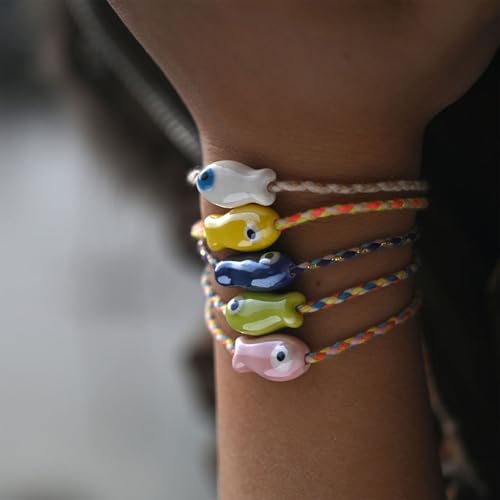 ZHENNB Einstellbare Keramikfisch Perlenarmband Styles Schmuck Für Frauen Und Mädchen Vielseitiges Handgelenks Accessoire Styles Keramikschmuck von ZHENNB