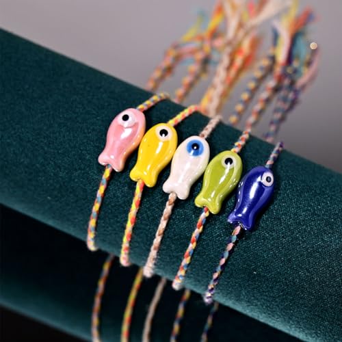 ZHENNB Einstellbare Keramikfisch Perlenarmband Styles Schmuck Für Frauen Und Mädchen Vielseitiges Handgelenks Accessoire Styles Keramikschmuck von ZHENNB