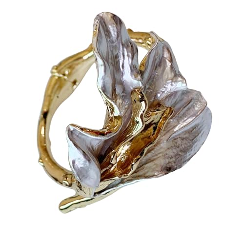 ZHENNB Emaelled Tulpen Blumenarmband Eleganter Legierungsschmuck Für Tägliche Verschleiß Gold Weiß Farb Kombination Tulpen Blumenschmuck von ZHENNB