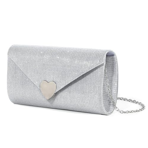 ZHENNB Glitzernde Banketttasche Für Frauen Mädchen Hochzeit Handtasche Geldbeutel Kette Armband Schulter Herz Abend Damen Herz Bankett Abend Elegante Crossbody Handtasche Für Party von ZHENNB