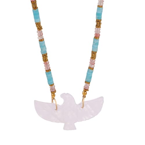 ZHENNB Handgefertigter Perlen Halskette Naturstein Vogel Anhänger Mode Neckschmuck Für Mode Enthusiasten Verstellbare Länge von ZHENNB
