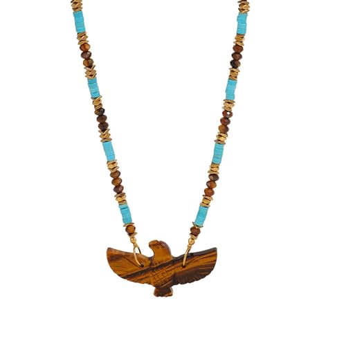 ZHENNB Handgefertigter Perlen Halskette Naturstein Vogel Anhänger Mode Neckschmuck Für Mode Enthusiasten Verstellbare Länge von ZHENNB