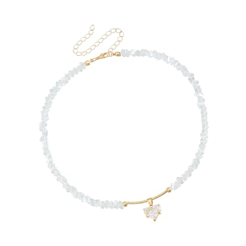 ZHENNB Herzförmige Strasshälfte Glasperlen Halskette Mit Glattem Vorderseite Perfekter Geschenk Für Den Valentinstag Oder Jubiläum Herzförmige Strasshälfte Glasperlen Halskette von ZHENNB