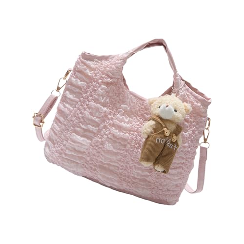 ZHENNB Knirble Eimerbeutel Mit Abnehmbarem Charme Weiche PU Leder Handheld Tasche Für Frauen Geräumige Und Praktische Umhängetaschen Modische Faltenschale Geldbeutel von ZHENNB