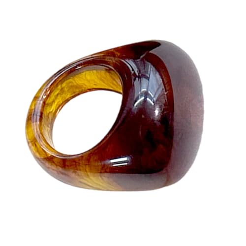 ZHENNB Leichte Bernstein Acrylringe Minimalistische Design Alltäglicher Kleidung Unisex Fashion Comfort Fit Retro Harzzubehör Leichtes Harzschmuck Für Frauen von ZHENNB