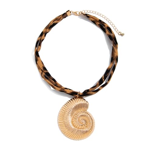 ZHENNB Mode Oceanics Thema Baumwolle Stoff Anhänger Halskette Einstellbare Länge Für Frauen Strandbekleidung Und Tägliches Styling Leopardenmuster Baumwollstoff Halskette von ZHENNB