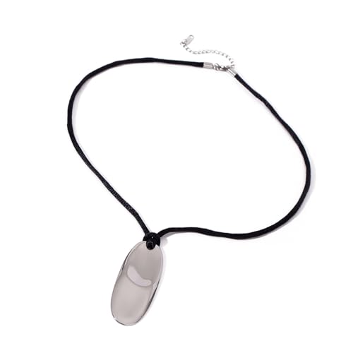 ZHENNB Mode Oval Konvexe Anhänger Halskette Einstellbare Länge CHOKER WASGERFORTE SCAVILE Ketten Schmuck Für Tägliche Trage Freizeit Und Formelle Halskette von ZHENNB