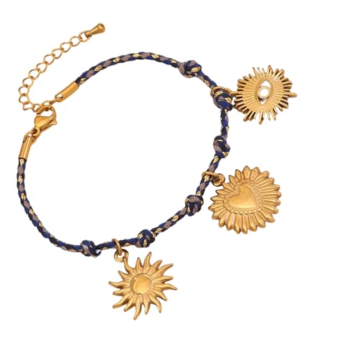 ZHENNB Mode Sun Moon Star Pendellarmband Mit Geflochtener Kabelkabel Rostfreier Stahlmaterialien Täglich Verwenden Stilvolle Anhänger von ZHENNB