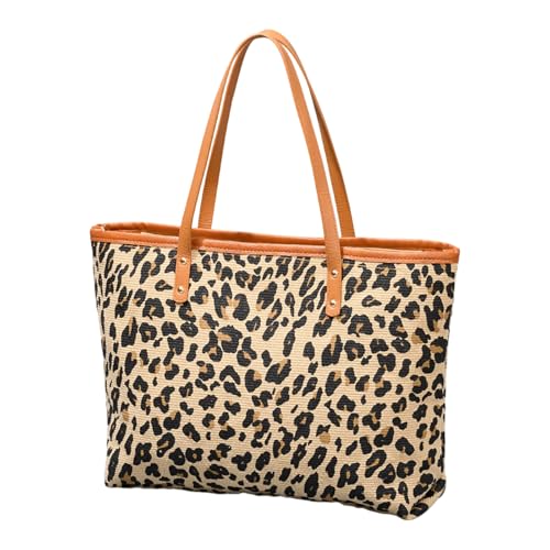 ZHENNB Stilvolle Leoparden Print Umhängetaschen Für Frauen Geräumige Handtasche Strand Reise Wehrtasche Urlaub Tasche Unterarm Geldbörse Stilvoller Leopardenmuster Arbeitsbeutel von ZHENNB