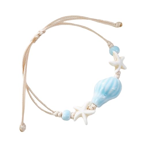 ZHENNB Stylish Shell Inspirierte Handgefertigte Verstellbare Armreif Für Mädchen Strand Schmuck Keramik Perlen Styles Armband Shell Perlen Einstellbarer Schmuck von ZHENNB