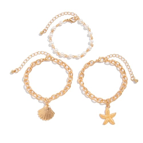 ZHENNB Verstellbare Quasten Designs Starfishes Shell Perlen Halskette Set Styles Schmuck Für Frauen Strand Urlaub Strand von ZHENNB