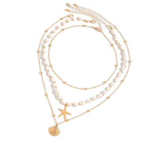ZHENNB Verstellbare Quasten Designs Starfishes Shell Perlen Halskette Set Styles Schmuck Für Frauen Strand Urlaub Strand von ZHENNB