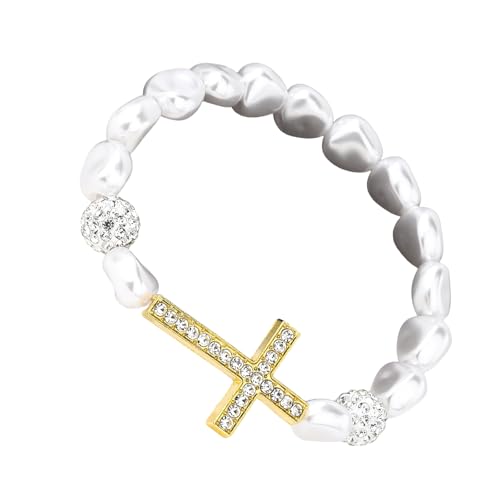 ZHENNB Verstellbarer Elastischer Religiöser Charmearmband Mit Perlendesign Und Katzen Augenstein Mode Handgelenk Schmuck Geeignet Für Verstellbare Gummibandgeräten Aus Frauen Geeignet von ZHENNB
