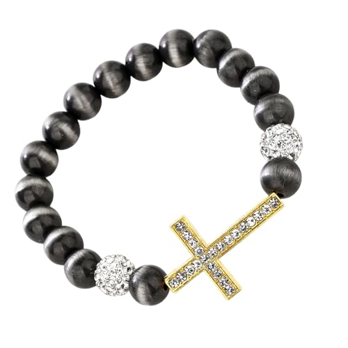 ZHENNB Verstellbarer Elastischer Religiöser Charmearmband Mit Perlendesign Und Katzen Augenstein Mode Handgelenk Schmuck Geeignet Für Verstellbare Gummibandgeräten Aus Frauen Geeignet von ZHENNB