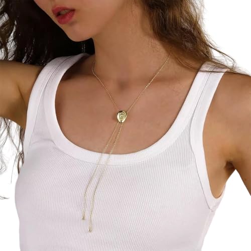 ZHENNB Western Cowboy Inspire Edelstahl Verstellbare Länge Ketten Halskette Für Frauen Schicht Look Alltags Verschleiß Modisch Unisex Ketten Halskette von ZHENNB