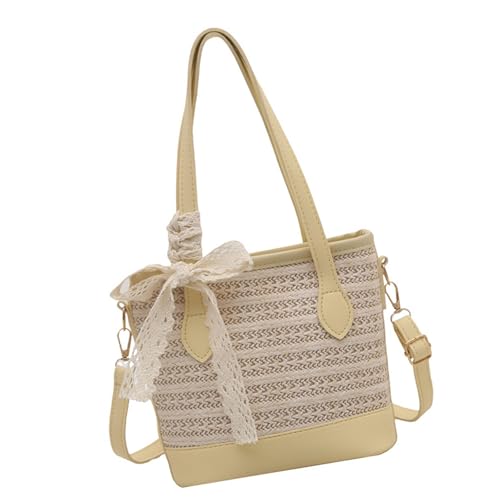 ZHENNB Women Eimer Bag Schöne Schulterstrohhandtasche Große Kapazität Crossbody Einfache Messenger Für Tägliche Reisen Frauen Eimer Stroh Schulter Schöner Crossbody Strand Für Jeden Tag von ZHENNB