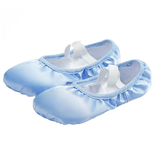 Ballett-Tanzschuhe Satin Gymnastik Yogaschuhe Geteilte Sohle Zum Hineinschlüpfen Für Mädchen Jungen Frauen,Blau,36 EU von ZHENSI