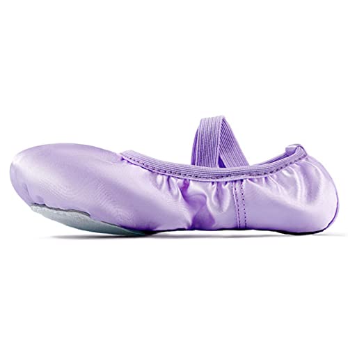 Ballett-Tanzschuhe Satin Gymnastik Yogaschuhe Geteilte Sohle Zum Hineinschlüpfen Für Mädchen Jungen Frauen,Lila,34 EU von ZHENSI