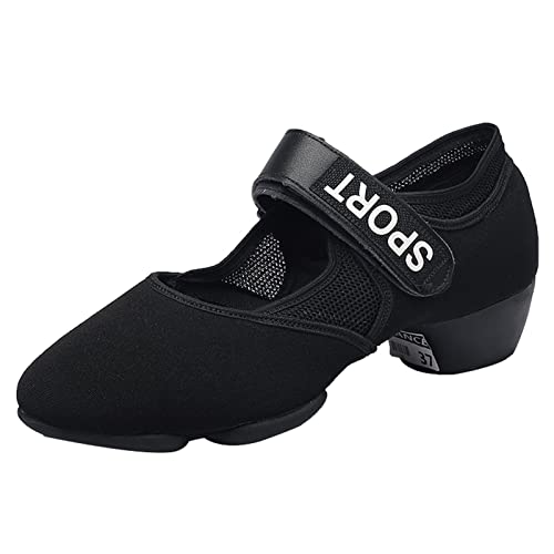 Damen Latein Tanzschuhe Geteilte Sohle Weiche Schuhe Für Modernen Tanz Selbstklebend Atmungsaktiv Niedriger Absatz Outdoor,Black b,41 EU von ZHENSI