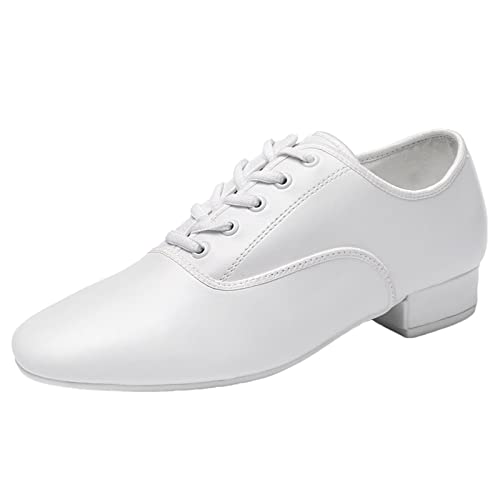 Herren Tanzschuhe Latin Modern Oxford Tanzschuhe Low Heel Soft Bottom Ballroom,Weiß,43 EU von ZHENSI