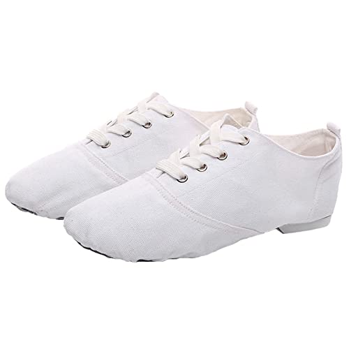 Jazz-Tanzschuhe Aus Segeltuch Mit Geteilter Sohle Ballett-Yoga-Tanzschuhe Atmungsaktiver Puffer Für Kinder Und Erwachsene,Weiß,33 EU von ZHENSI