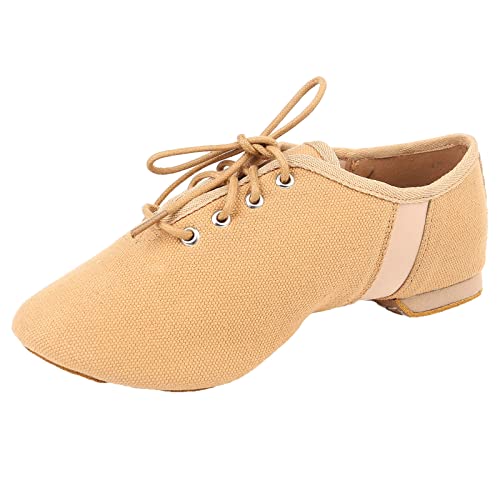 Jazztanzschuhe Für Damen Aus Segeltuch Moderne Tanzschuhe Geteilte Sohle Atmungsaktiv Für Mädchen Im Innenbereich,Beige,42 EU von ZHENSI