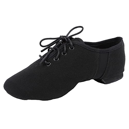 Jazztanzschuhe Für Damen Aus Segeltuch Moderne Tanzschuhe Geteilte Sohle Atmungsaktiv Für Mädchen Im Innenbereich,Schwarz,40 EU von ZHENSI