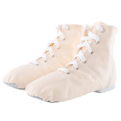 Segeltuch-Jazzschuhe Ballett Yoga Tanz Stiefeletten Geteilte Sohle Zum Schnüren Atmungsaktiv Für Kinder Erwachsene Frauen,Beige,37 EU von ZHENSI