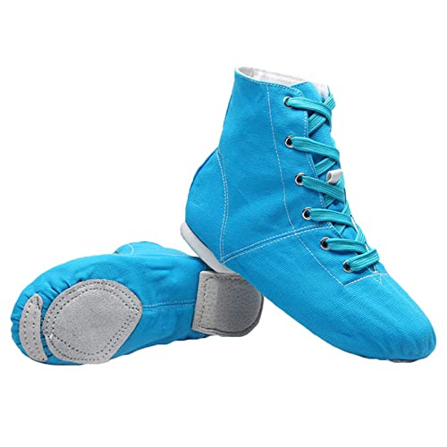 Segeltuch-Jazzschuhe Ballett Yoga Tanz Stiefeletten Geteilte Sohle Zum Schnüren Atmungsaktiv Für Kinder Erwachsene Frauen,Blau,33 EU von ZHENSI