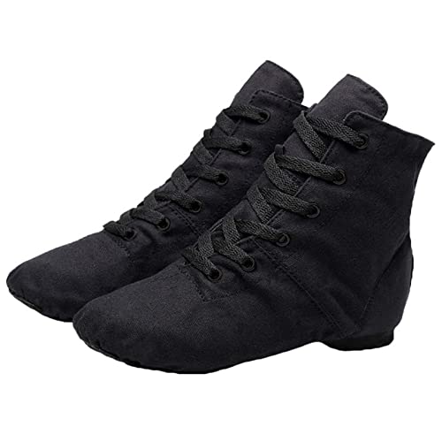Segeltuch-Jazzschuhe Ballett Yoga Tanz Stiefeletten Geteilte Sohle Zum Schnüren Atmungsaktiv Für Kinder Erwachsene Frauen,Schwarz,45 EU von ZHENSI