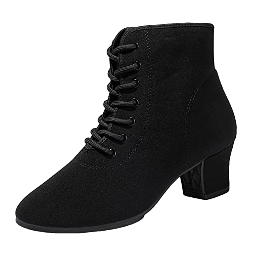 Tanzschuhe Für Damen Geteilte Sohle Moderne Tanzschuhe Gummisohle Klobige Stiefeletten Mit Mittlerem Absatz,Rubber Sole,39 EU von ZHENSI