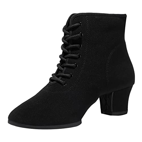 Tanzschuhe Für Damen Geteilte Sohle Moderne Tanzschuhe Gummisohle Klobige Stiefeletten Mit Mittlerem Absatz,Split Sole,36 EU von ZHENSI