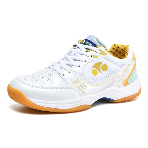 ZHENSI Badminton-Schuhe Für Herren Damen Volleyball-Tennis-Turnschuhe Leicht Bequem Trainingsschuhe Für Den Innenbereich,Weiß,40 EU von ZHENSI