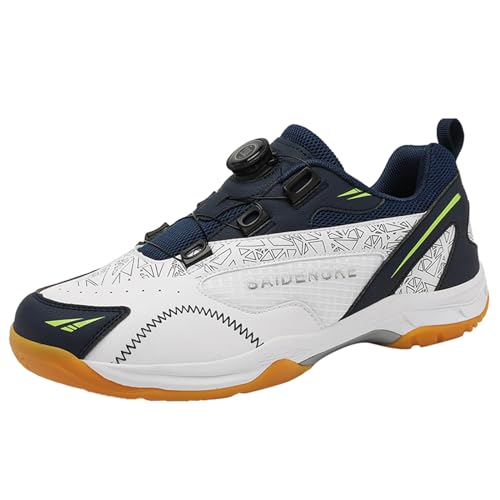 ZHENSI Badminton-Schuhe Mit Drehschnürung Für Herren Leichte Bequeme Squash-Tennis-Volleyball-Sneaker Für Drinnen Und Draußen,Blau,43 EU von ZHENSI