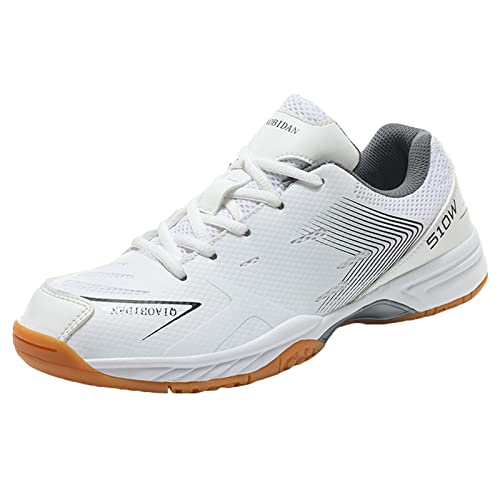 ZHENSI Badmintonschuhe Unisex Leichte Indoor-Sneaker Buffer Weicher Boden rutschfest Teenager,Weiß,37 EU von ZHENSI