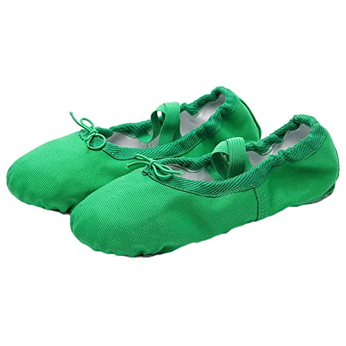 ZHENSI Ballettschuhe, Damen-Tanzschuhe Aus Segeltuch Wildleder Geteilte Sohle Gymnastik-Yoga-Schuhe Für Jungen Und Mädchen,Grün,36 EU von ZHENSI